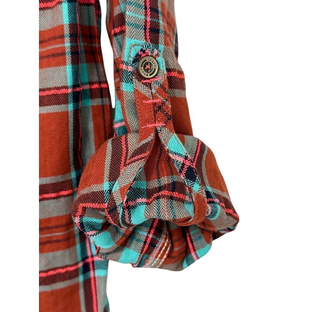Scotch & Soda Women's Plaid Flannel Button Down Shirt Roll Tab Sleeves Size S - Picture 9 of 14